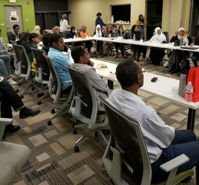 Students at a career path lecture